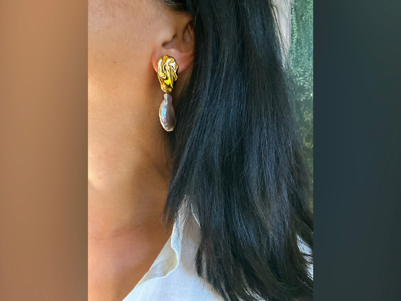 Driblet Gold and Pearl Earrings