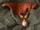 Fluted Gold and Pearl Pendant