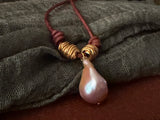 Fluted Gold and Pearl Pendant