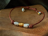 Fluted Gold and Silver Bracelet
