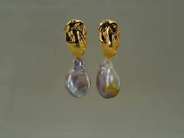 Driblet Gold and Pearl Earrings
