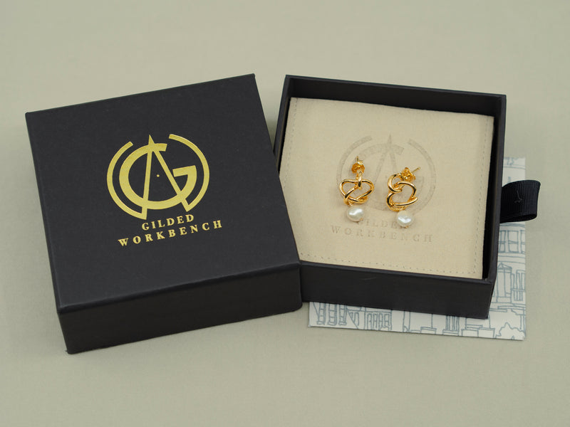 Entwined Gold and Pearl Earrings